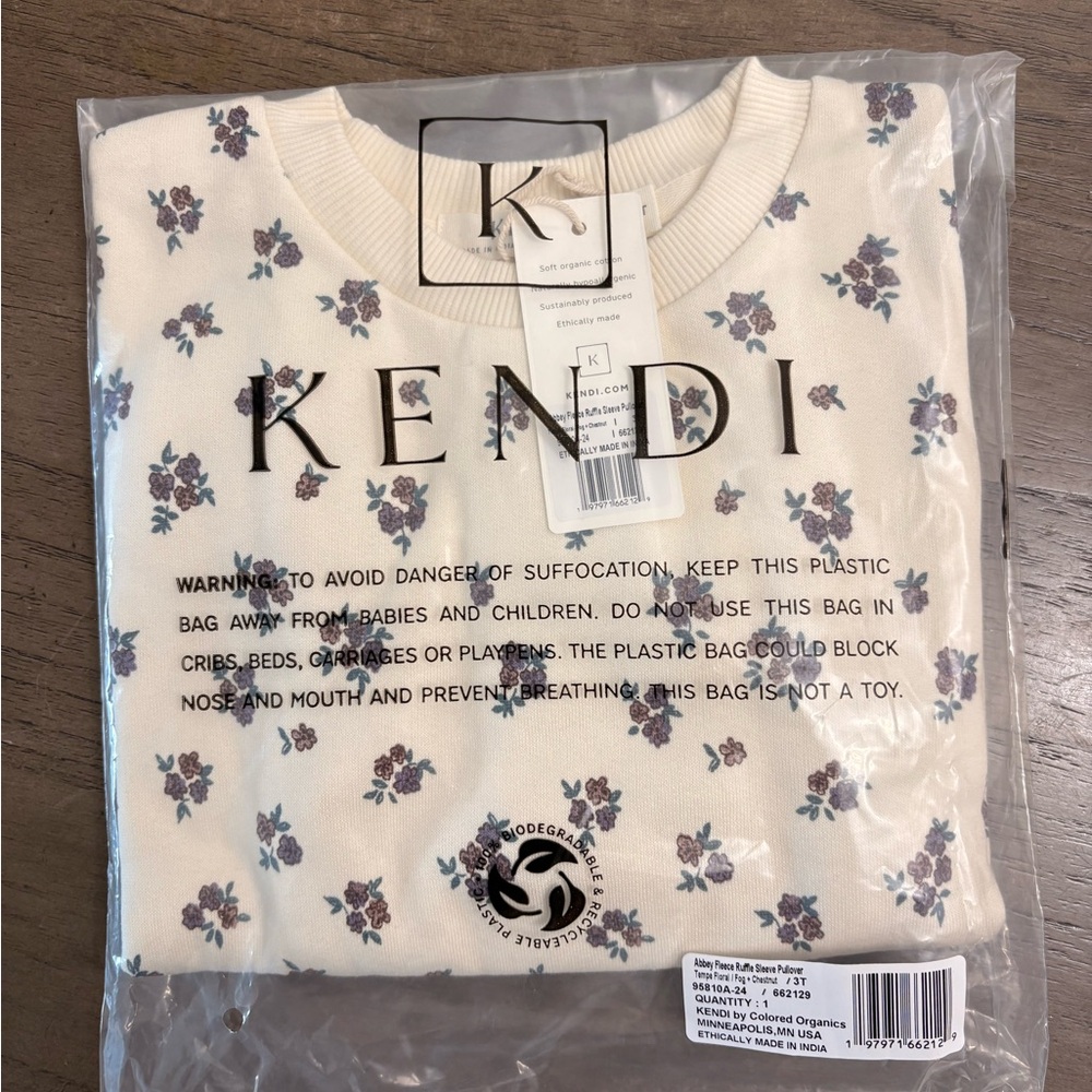 Colored Organics Cream Kids Sweatshirt with Floral Design